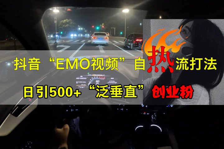 抖音EMO视频自热打法，日引500+创业粉“泛垂直”-富翁研习社