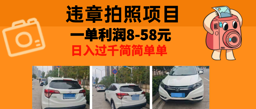 最强副业违章拍照，一单利润8-58元，全国大小城市都可做-富翁研习社