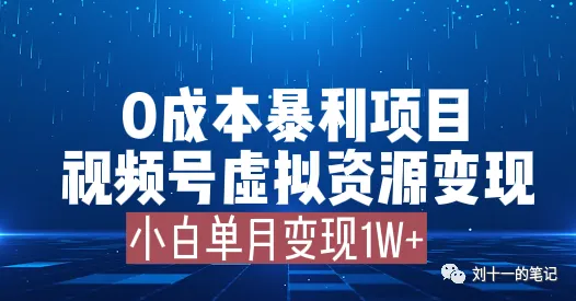 外面收费2980的项目，视频号虚拟资源项目，单月变现1.1w-富翁研习社