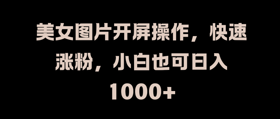 美女图片开屏操作，快速涨粉，小白也可日入1000+-富翁研习社