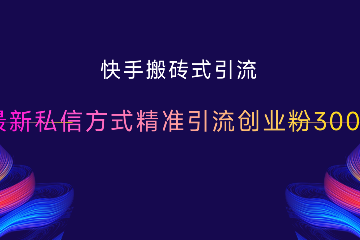 快手搬砖式引流，最新私信方式精准引流创业粉300+-富翁研习社