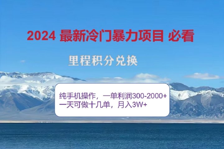 2024惊爆冷门暴利！出行高峰来袭，里程积分，高爆发期，一单300+—2000+，月入过万不是梦！-富翁研习社
